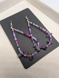 Violet Chip Teardrops, handmade beaded earrings in purple, pink, blue and silver