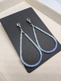 Powder Blue Long Drops, handmade beaded earrings in blue and silver