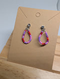 Petal Punch Studs, handmade beaded earrings in pink, purple, red and silver