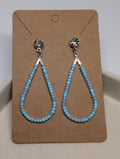 Turquoise Teardrop Loops, handmade beaded earrings in blue and silver