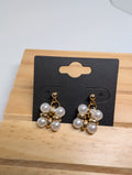 Pearl Cluster Posts, handmade beaded earrings in white and gold