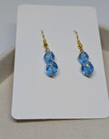 Ice Blue Glass Drops, handmade beaded earrings in blue and gold