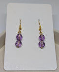 Amethyst Glass Drops, handmade beaded earrings in purple and gold