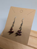 Deep Berry Stone Drops, handmade beaded earrings in red, brown and bronze