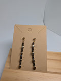 Midnight Square Line, handmade beaded earrings in black, blue and gold