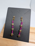Pink Star Trail, handmade beaded earrings in pink and gold