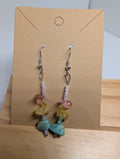 Sorbet Chip Ladder, handmade beaded earrings in pink, yellow, blue and silver