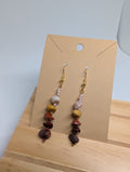 Desert Clay Chip Drops, handmade beaded earrings in brown, yellow, red and pink