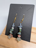 River Stone Stack, handmade beaded earrings in blue, green, pink and white