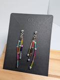 Confetti Bugle Cascade, handmade beaded earrings in multicolour and silver