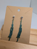 Teal Reed Panel, handmade beaded earrings in green, blue and silver