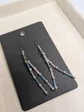Pastel Frost Fringe, handmade beaded earrings in purple, blue, grey and silver