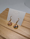 Peach Meadow Domes, handmade beaded earrings in orange, pink, green and gold