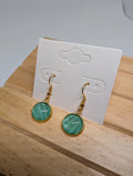Jade Stripe Domes, handmade beaded earrings in green and gold