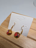 Ember Abstract Rounds, handmade beaded earrings in red, orange, black and gold