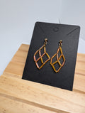 Amber Lattice Diamonds, handmade beaded earrings in orange, yellow, gold and brown