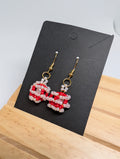 Cherry Blossom Cluster, handmade beaded earrings in red, pink, white and gold