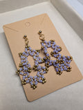 Lilac Openwork Panel, handmade beaded earrings in purple, gold and bronze