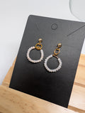 Pearl White Mini Hoop, handmade beaded earrings in white and gold