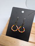 Sherbet Rainbow Hoop, handmade beaded earrings in multicolour, pink, orange and yellow