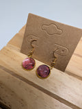 Berry Bloom Rounds, handmade beaded earrings in pink, purple and gold