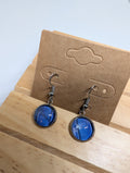 Deep Cobalt Drops, handmade beaded earrings in blue and silver