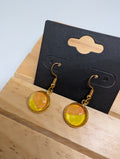 Bright Lemon Glow, handmade beaded earrings in yellow, orange and gold